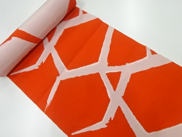 JAPANESE KIMONO / ANTIQUE BOLT FOR HASSUN OBI / WOVEN ABSTRACT PATTERN